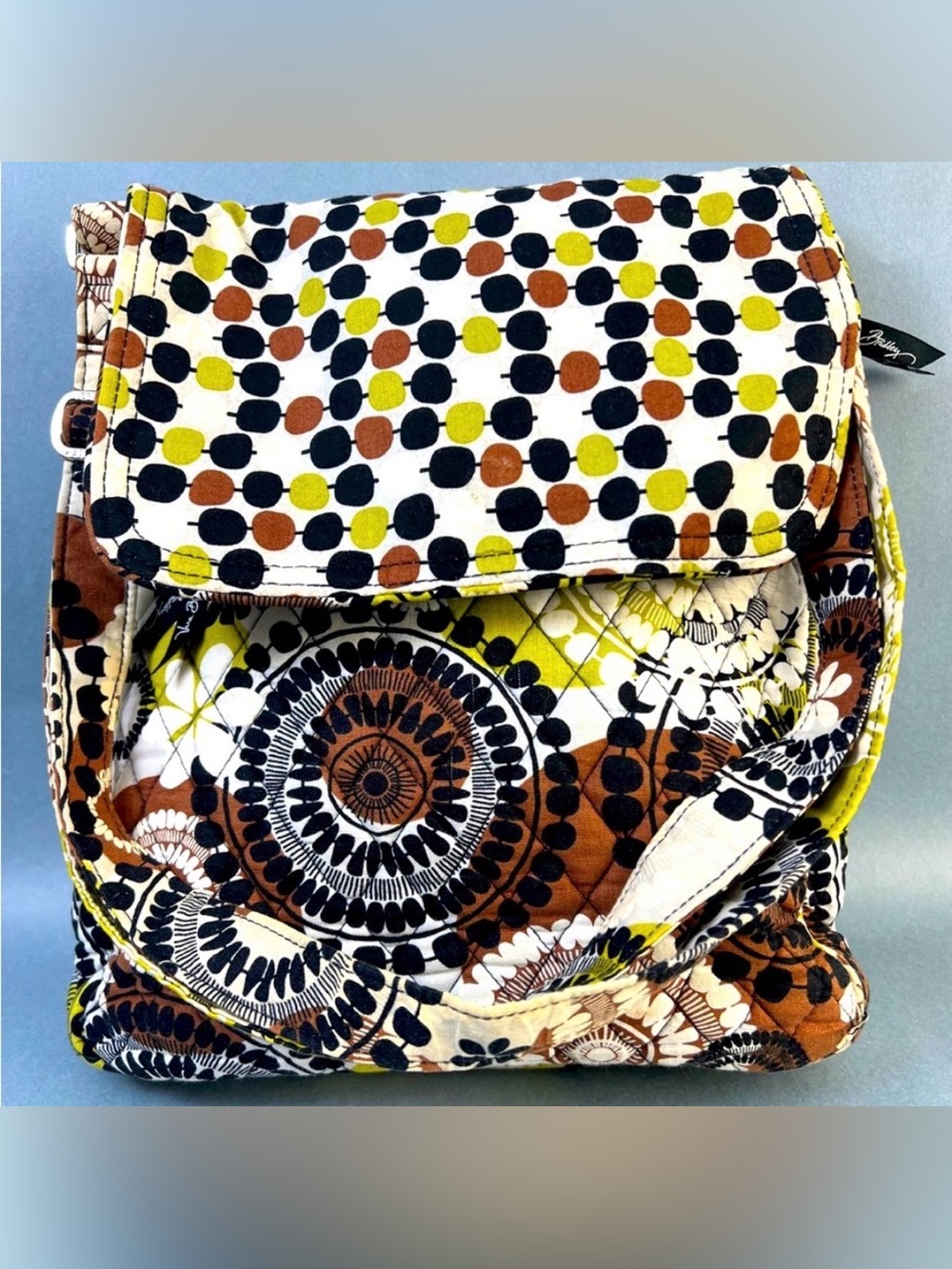 Vera Bradley “Cocoa Moss” Little Hipster Crossbody Quilted Tote | EUC